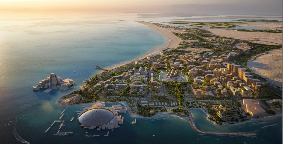 Vista de como será o Distrito Cultural de Saadiyat quando todas as obras estiverem concluídas - Foto: Divulgação