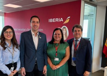 Eduardo Bismarck reuniu com representantes da companhia aérea Iberia, em Madrid, para discutir estratégias de fortalecimento da rota direta entre Madrid e Fortaleza - Foto: Divulgação