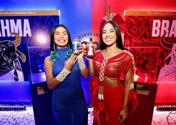 Marciele Albuquerque, cunhã-poranga do Boi Caprichoso e Isabelle Nogueira, cunhã-poranga do Boi Garantido – Foto: Divulgação