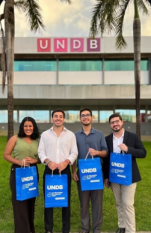 Alunos de Direito da UNDB que participaram da primeira edição do Programa de Mobilidade Nacional para a Prática Jurídica LEXPERIENCE: Viviane Pinheiro, Antônio Aragão, Wellington de Sousa Junior e Fabrício Pereira - Foto: Divulgação