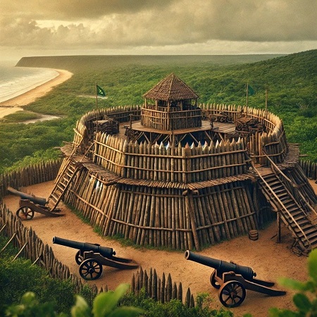 Forte de Santa Maria, em frente a Baía de São José, à margem direita da foz do Rio Munin, na Vila velha de Icatu - Foto: Reprodução