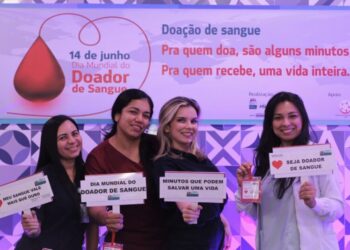 Time unido em prol da doação de sangue no HSE: Márcia Regina; Ihony Camelo, Rebeca Cutrim e Isabelle Diniz – Foto: Belarmino Gomes