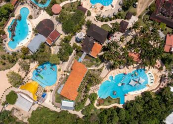 Vista área do Valparaíso Adventure Park, maior parque aquático do Maranhão – Foto: Divulgação