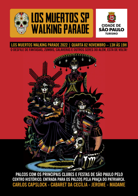 Cartaz da Los Muertos SP Walking Parade 2022 - Arte: Doc Goose