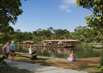 O projeto aproveitou a topografia e as características naturais do terreno para criar as estruturas do resort - Foto: Divulgação