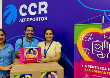 Janaína Sarges (coordenadora de Captação de Recursos da Apae), Matheus Henrique Araújo Sousa (assistente de Comunicação), e Valquíria Ferreira da Silva (Analista de Comunicação da CCR Aeroportos) – Foto: Divulgação