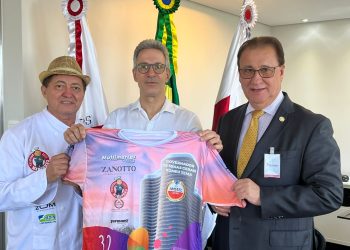 Valdez Maranhão e Fabiano Cazeca, Diretor Presidente do Grupo Empresarial Multimarcas, ladeando o Governador de Minas Gerais, Romeu Zema - Foto: Divulgação