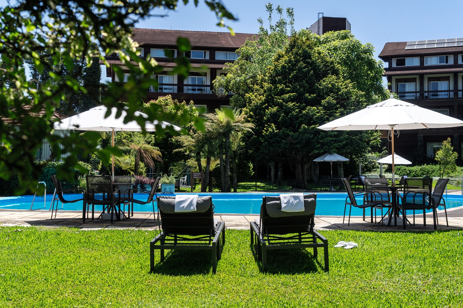 Jardim e piscina do Hotel Alpestre, em Gramado - Foto: Divulgação