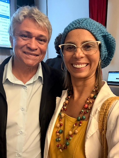  Luiz Pires, presidente da Abrajet nacional e Geíza Batistta, jornalista abrajeteana - Foto: Divulgação
