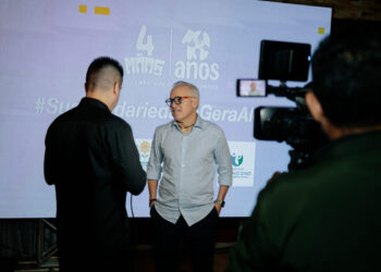 Marcelo Aragão, falando com entusiasmo dos trabalhos da 4Mãos, que resultam em um projeto de grande dimensão humanitária e social - Foto: Divulgação