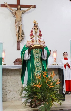 Imagem de Nossa Senhora de Nazaré, celebrada na Santa Missa no Centro Litúrgico Padre Sergio Ielmetti - Foto: Divulgação