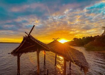 Pôr do sol do lago entre Palmas e Lajeado, com vista a partir do Casca Grossa – Foto: Henrique Lopes