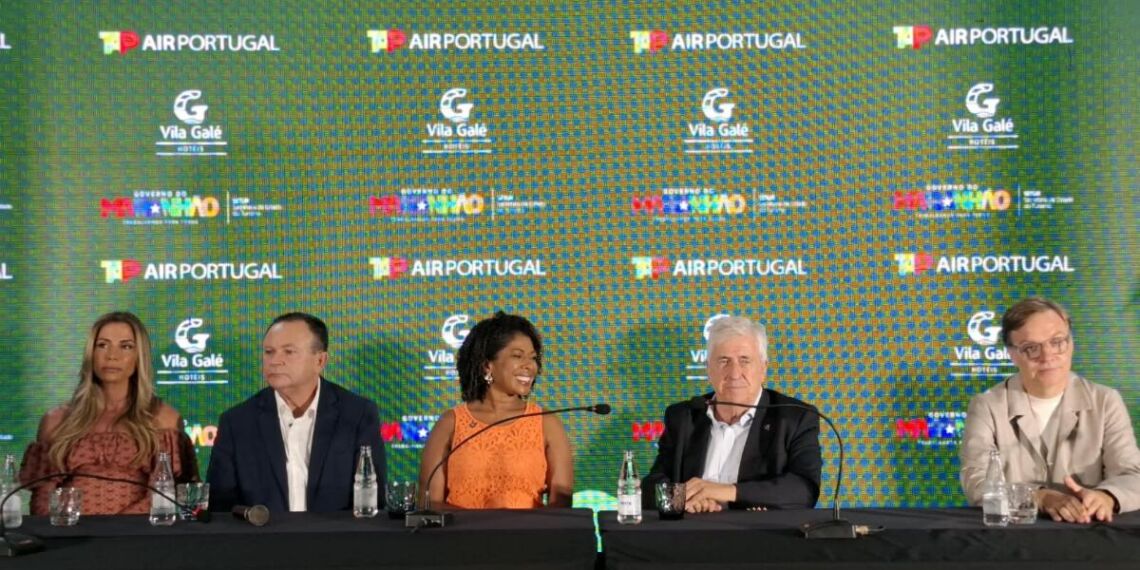 Coletiva de imprensa durante a inauguração oficial do Vila Galé Collection Ópera São Luís, com a participação de autoridades maranhenses, de Portugal e representantes da TAP Air Portugal e do Grupo Vila Galé – Foto: Gutemberg Bogéa